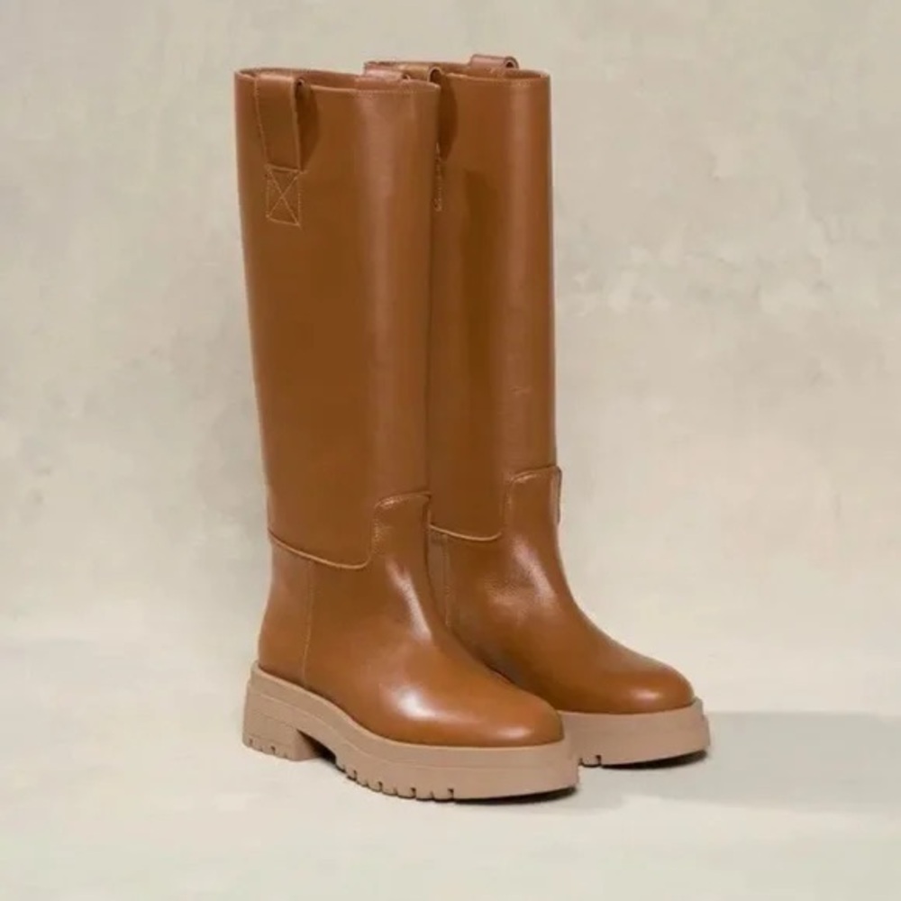M. Gemi The Nicoletta Lug Sole Boot, 40, Cognac